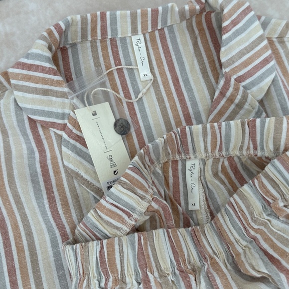 New Rylee + Cru Multi Stripe Bedtime Pj Set - Picture 2 of 3